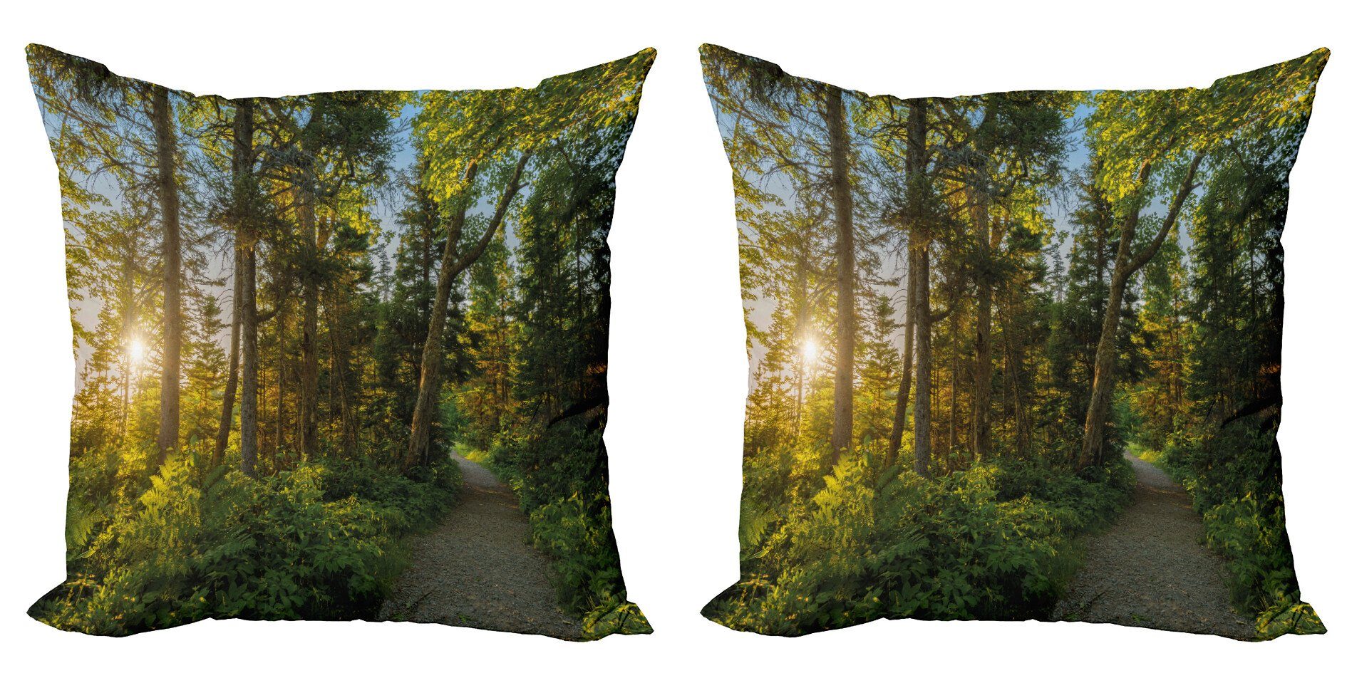 Kissenbezüge Modern Accent Doppelseitiger Digitaldruck, Abakuhaus (2 Stück), Natur Nationalpark-Bäume Pfad