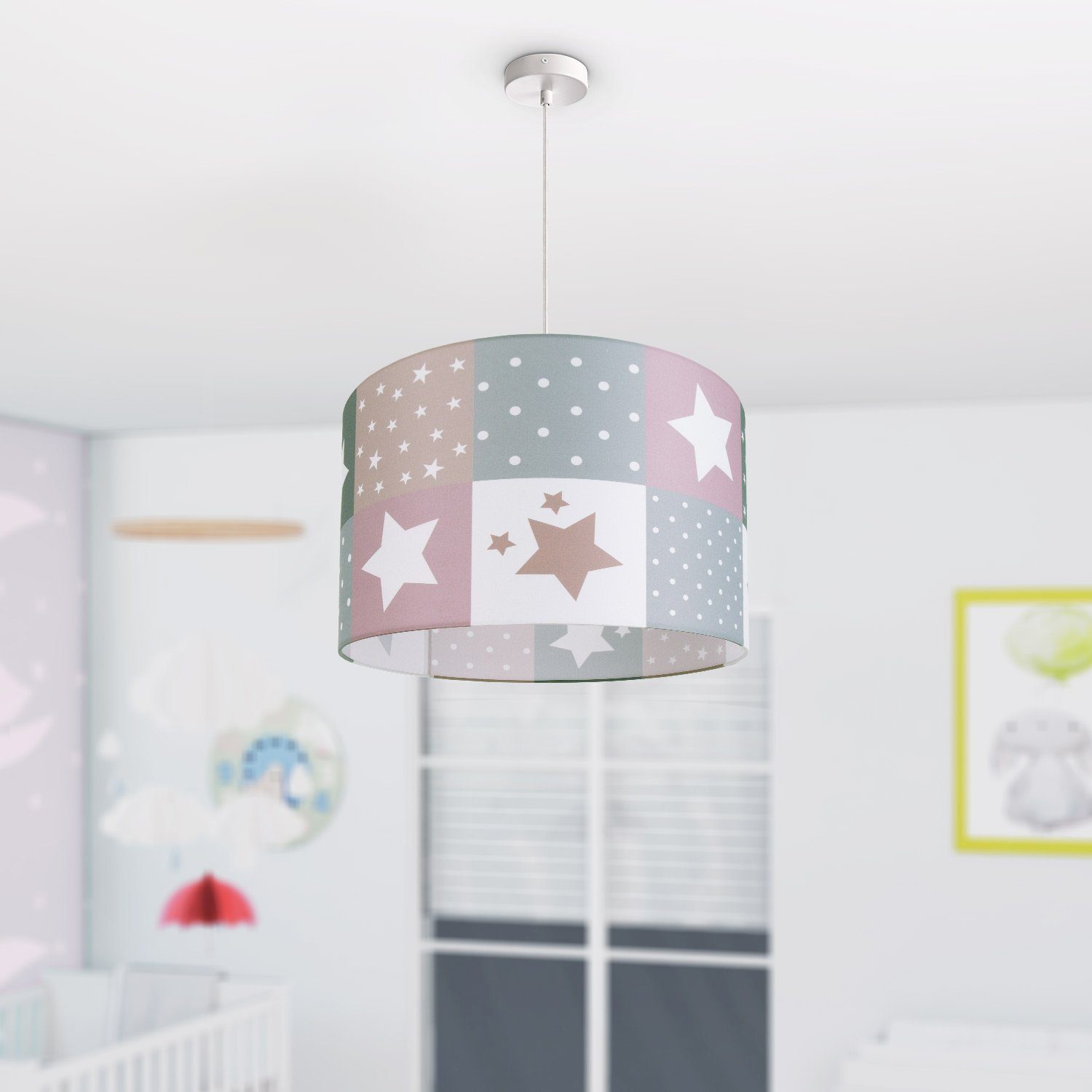 Paco Home ohne Lampe LED Kinderlampe Leuchtmittel, Motiv Sternen Deckenlampe Pendelleuchte Cosmo 345, E27 Kinderzimmer