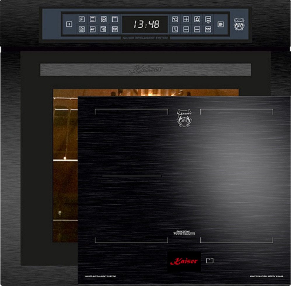 Backofen-Set Herd Set Autark Einbau Backofen 79L Temperatursonde – Bratautomatik 15 Fkt. Grill Air fryer Full Touch 60 cm mit Induktionskochfeld 60 cm FREE ZONE mit 2 FLEX Induktions-Zonen TFT Display EH 6306 RS+KCT 6140 FI..