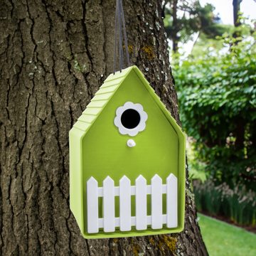 Spetebo Vogelhaus Kunststoff Vogelhäuschen zum Hängen 20 x 15 cm, Vogel Nistkasten mit kleiner Sitzstange