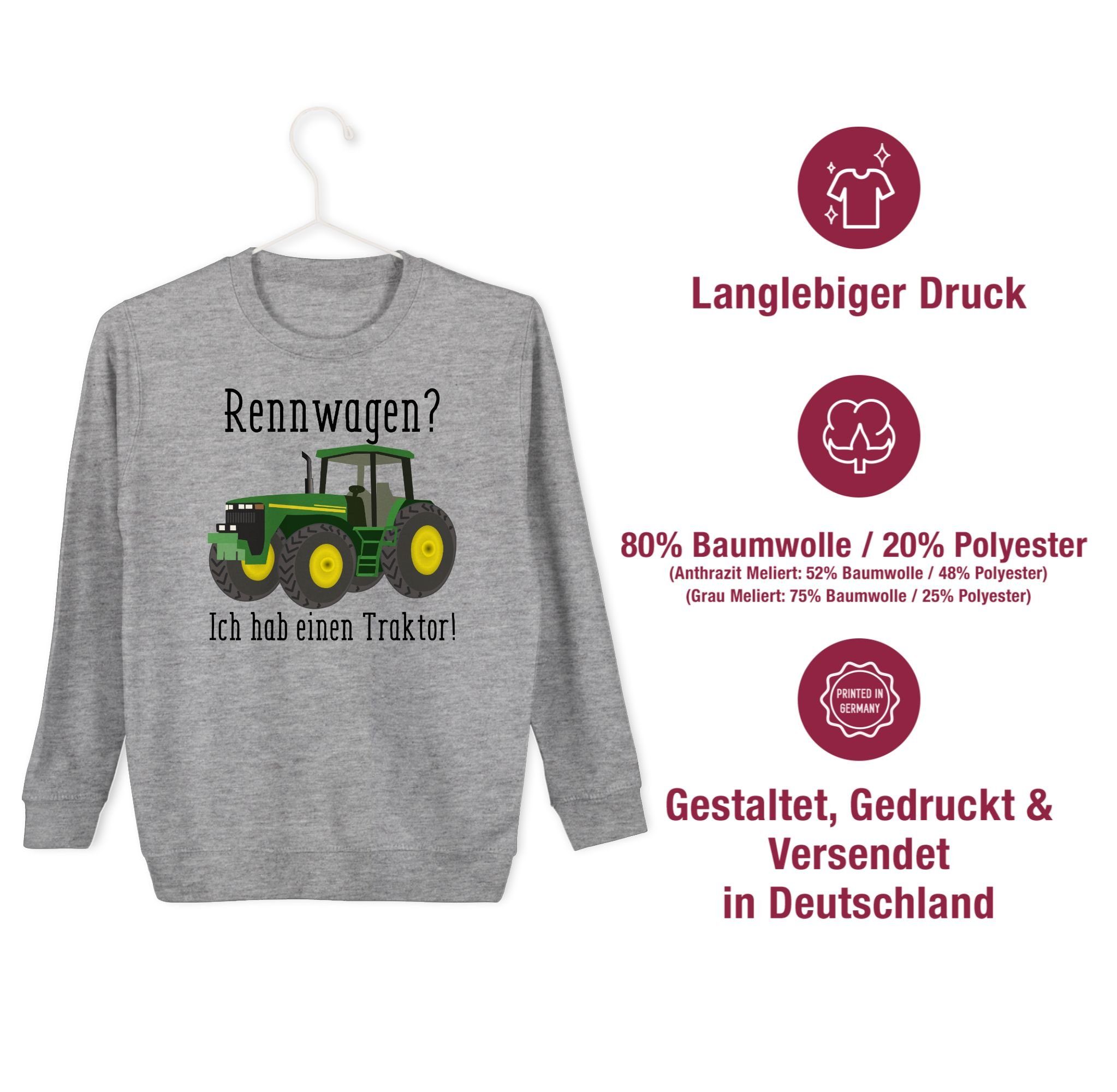 habe Bauer meliert Shirtracer Ich Traktor 1 Sweatshirt - Rennwagen Landwirt Ges Trecker Traktor Geschenk Grau einen