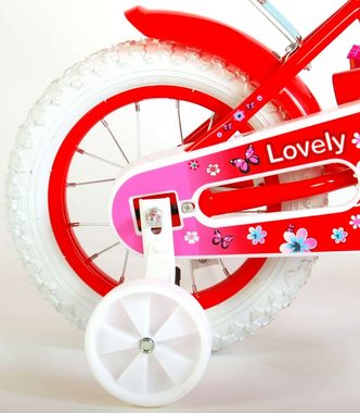 LeNoSa Kinderfahrrad Mädchen Fahrrad 12 Zoll - Rot Weiß / Puppensitz & Fahrradkorb