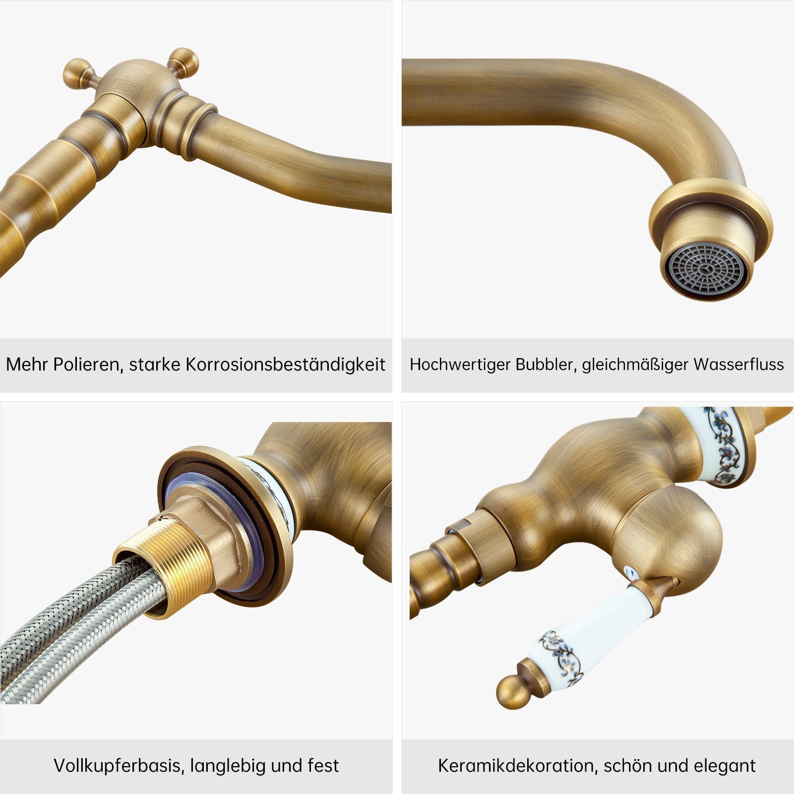 SEHAUSEU Waschtischarmatur Wasserhahn Bad Küche Waschbeckenarmatur Badarmaturen Küchenarmatur