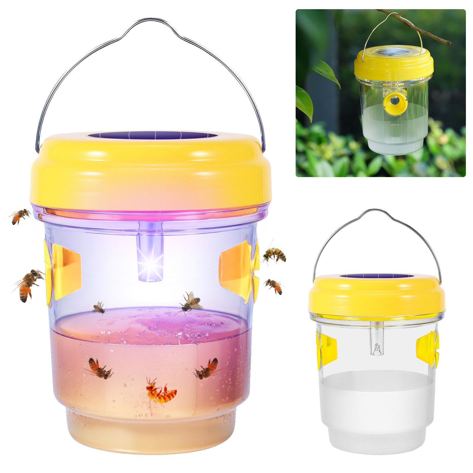 Insektenfalle Wespenfallen für Draussen im Freien Hängen mit Solar LED Licht