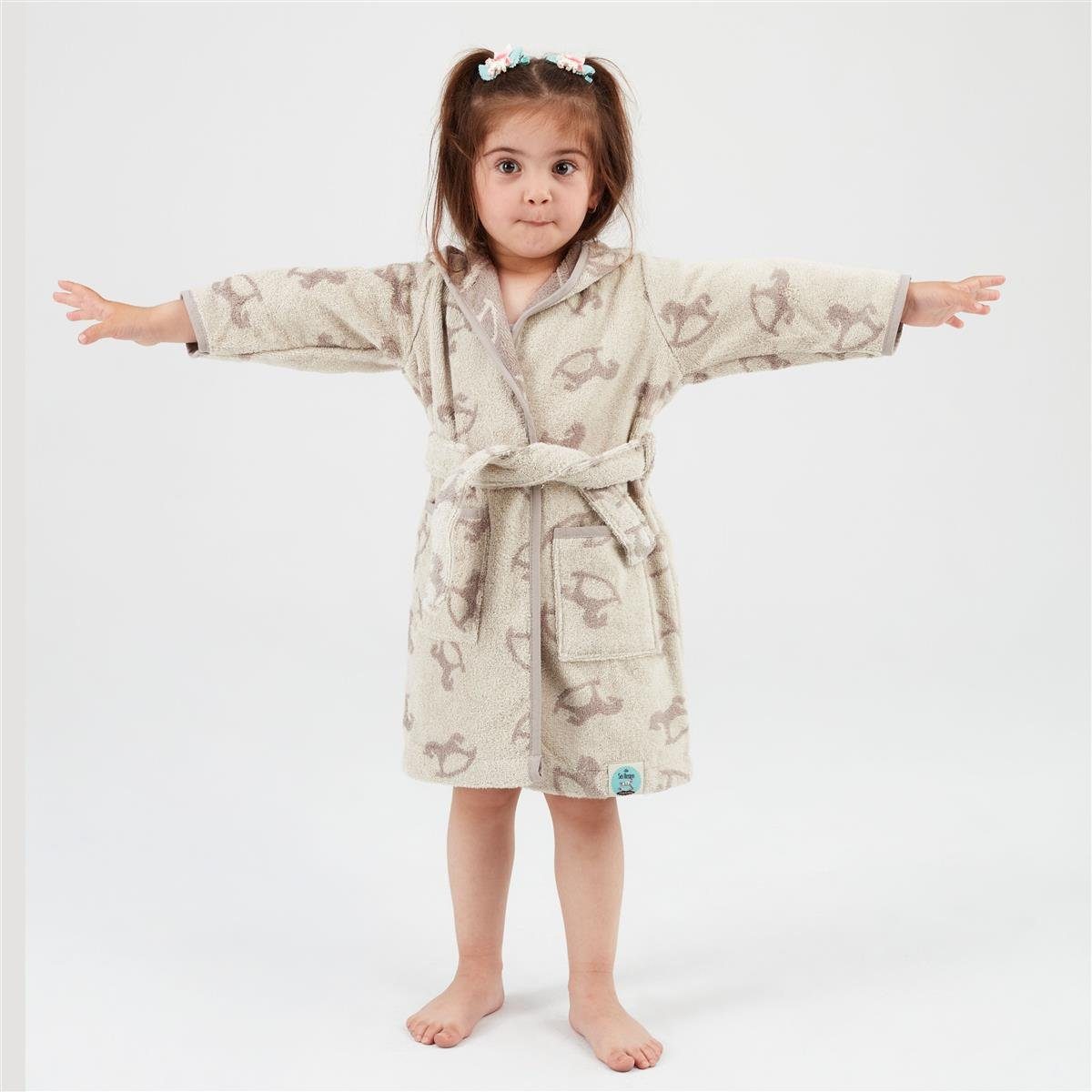 SEI Design Kinderbademantel Babybademantel Bademantel für Junge und Mädchen, Langform, 100% Bio-Baumwolle, Kapuze, Gürtel, inkl. Geschenkverpackung