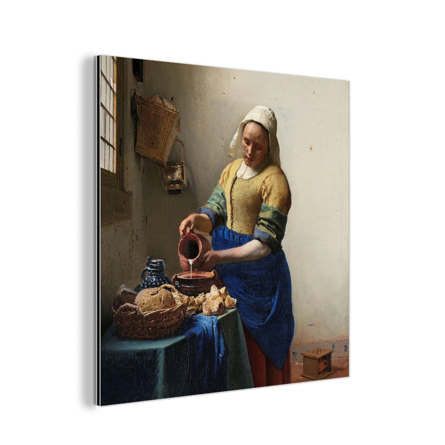 MuchoWow Metallbild Das Milchmädchen - Gemälde von Johannes Vermeer, (1 St), Alu-Dibond-Druck, Gemälde aus Metall, Aluminium deko | Bilder