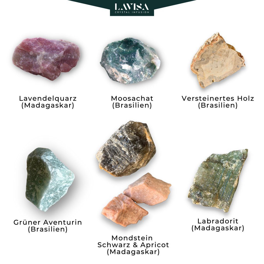echte Edelsteine, Dekosteine, Edelstein Kristalle, LAVISA Mineralien Natursteine Waldmischung