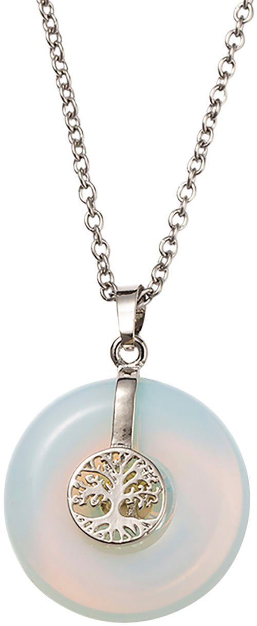 Firetti Kette mit Anhänger Schmuck Geschenk Halsschmuck Halskette Ankerkette Lebensbaum Edelstein, Made in Germany - mit Edelstein
