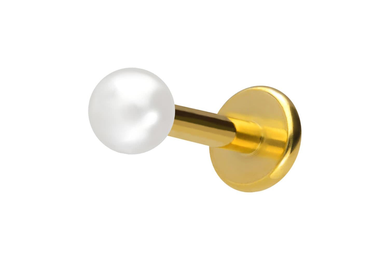Piercing-Set Titan Labret mit Innengewinde SYNTHETISCHE PERLE