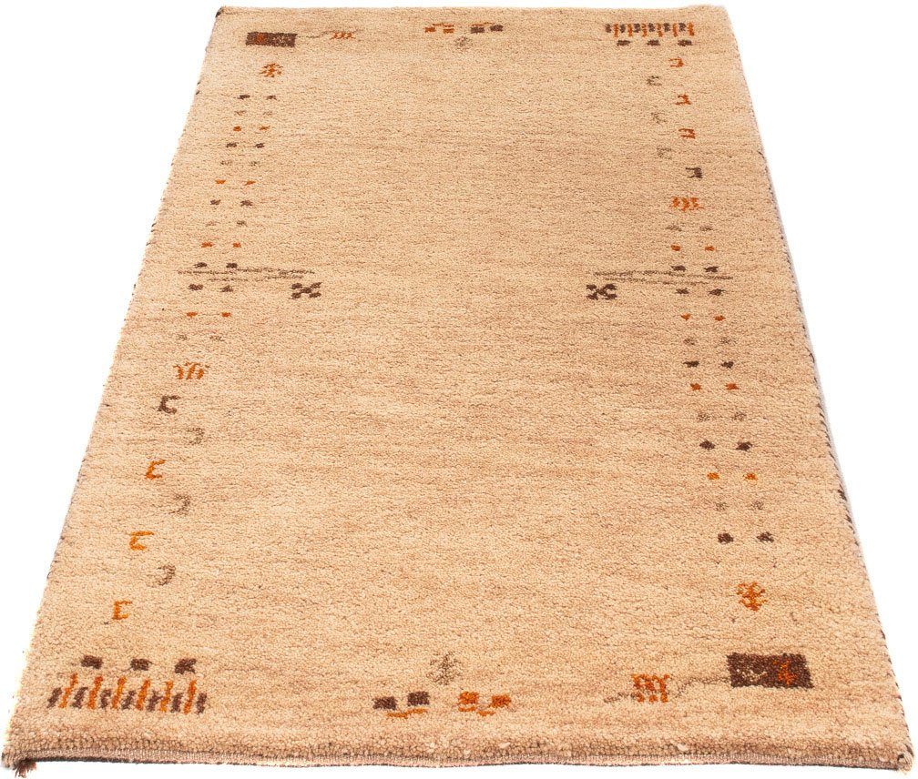 Wollteppich Gabbeh - Indus - 140 x 70 cm - beige, morgenland, rechteckig, Höhe: 18 mm, Wohnzimmer, Handgeknüpft, Einzelstück mit Zertifikat