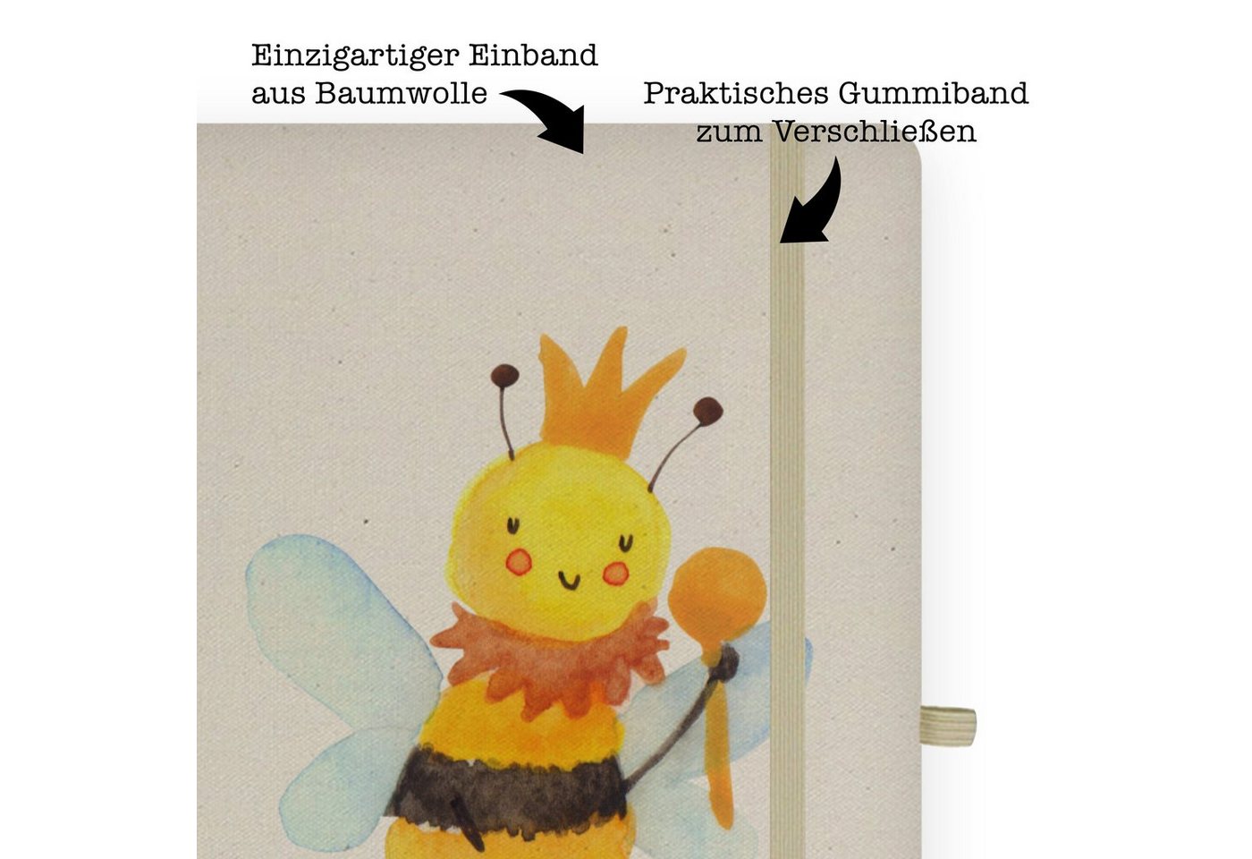 Thumbnail - Mr. & Mrs. Panda Notizbuch Biene König - Transparent - Geschenk, Hummel, Schreibbuch, Wespe, Jou Mr. & Mrs. Panda, Kreat...