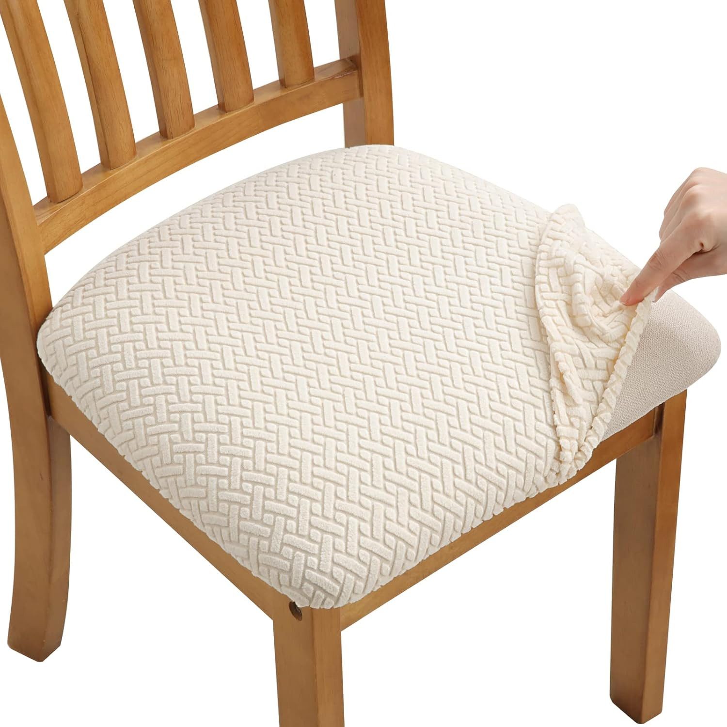 Diwzbyn Stuhlhusse Stuhlbezug Sitzfläche 4er Set, Stretch Bezug für Stühle Sitzbezüge, für Esszimmerstühle Abwaschbar Schonbezug Stuhl Hussen für Stühle