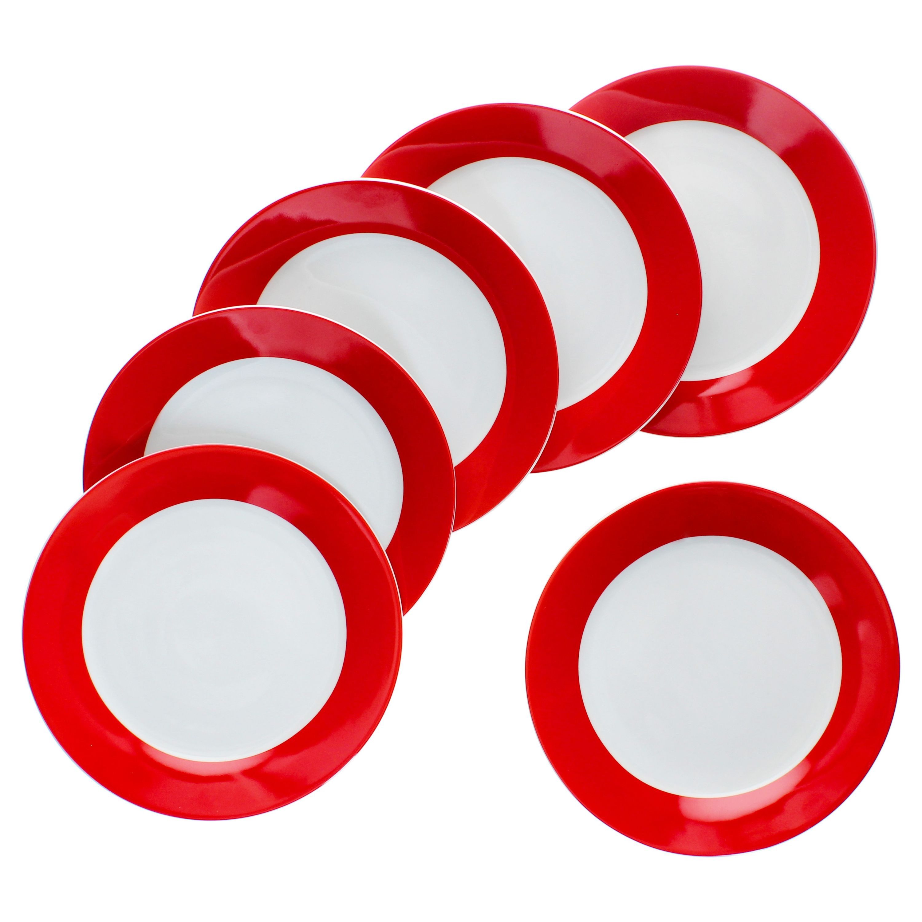 MamboCat Frühstücksteller 6er Set Variant Rot Kuchenteller bunte Frühstücks-Teller Dessert