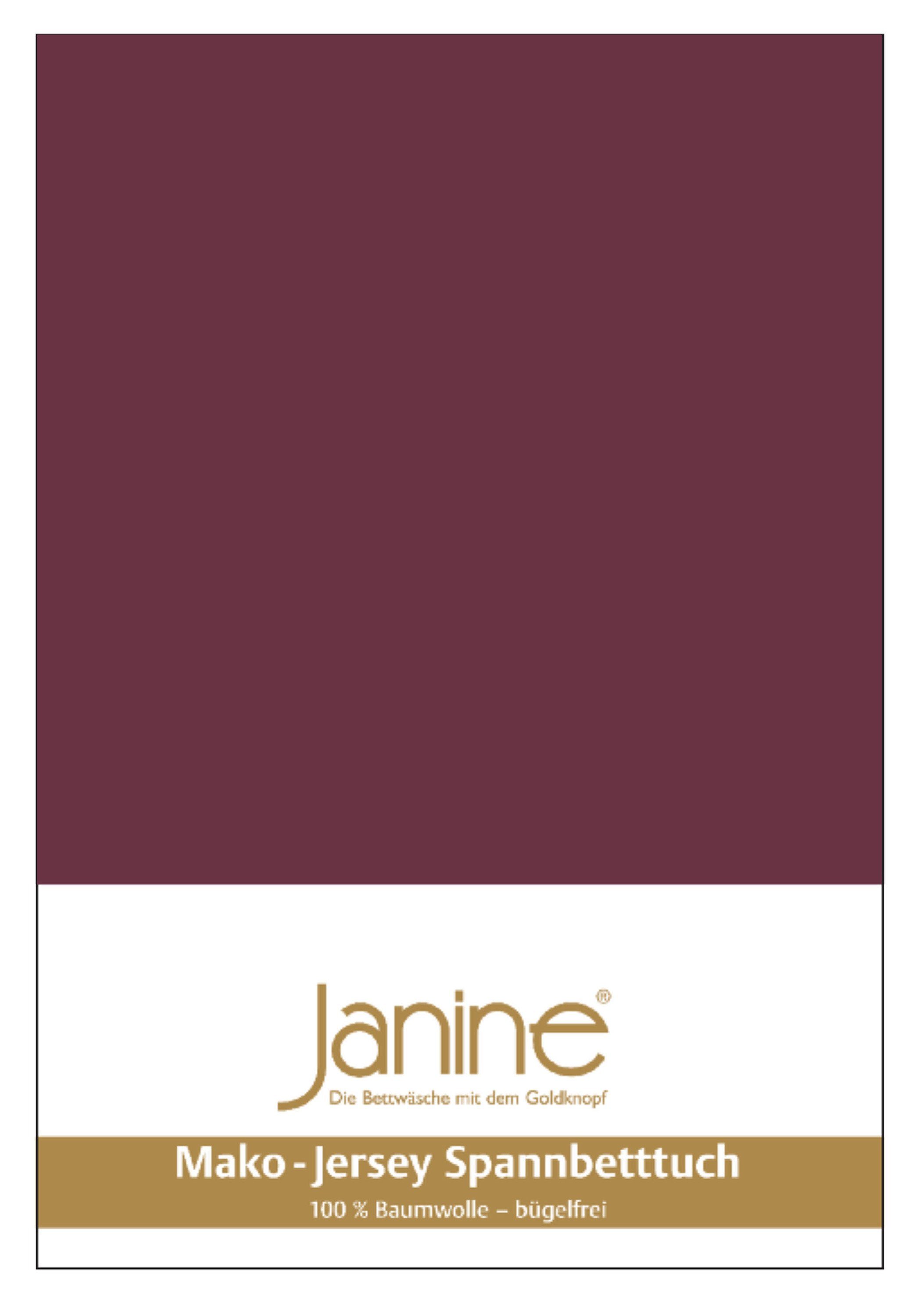 Janine Janine Spannbetttuch Mako-Feinjersey 5007 burgund (41) Größe:  150x2 günstig online kaufen