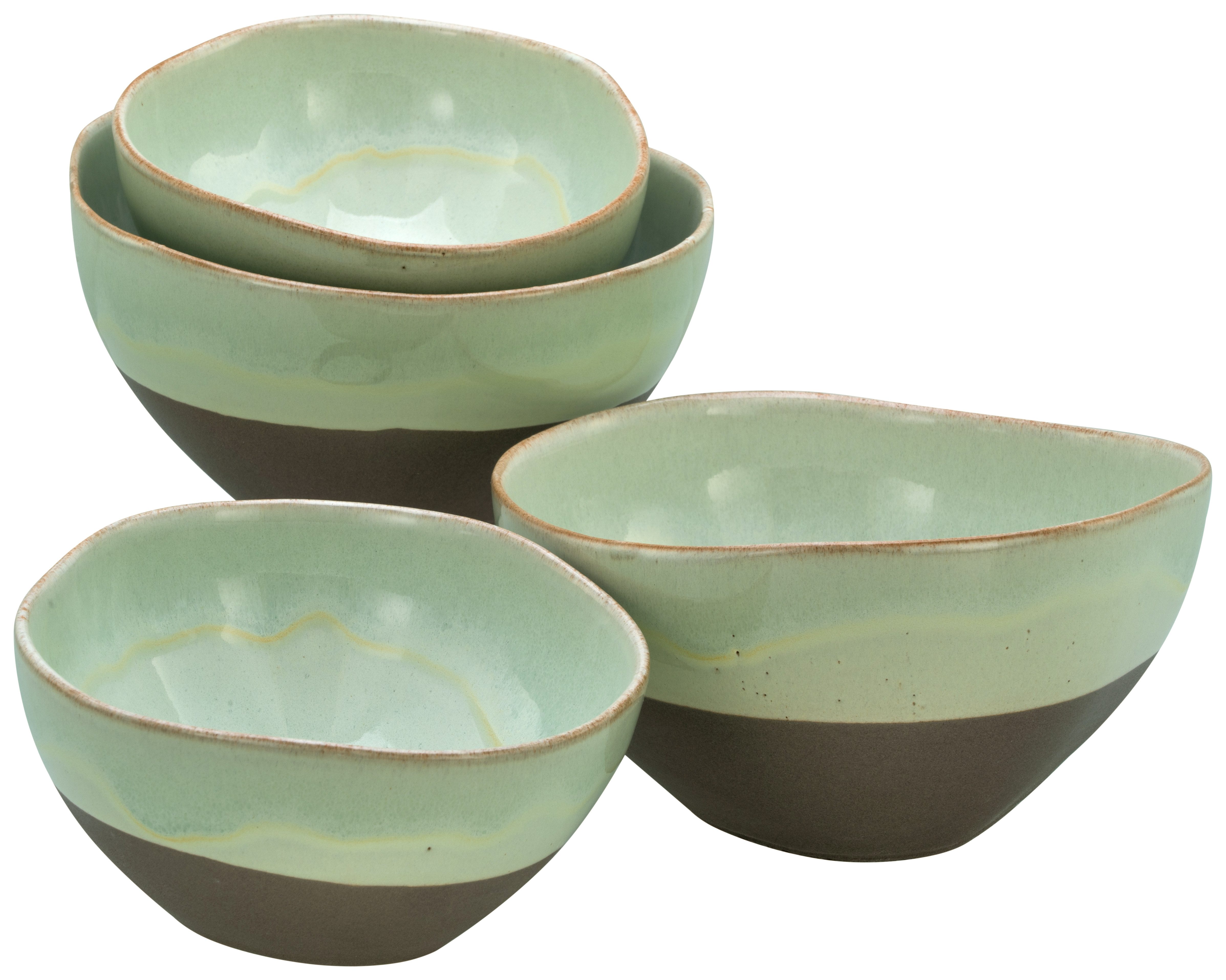 CreaTable Schale Basalt Bio, Bowl Set 4-tlg, Steinzeug, (Set, 4-tlg), Organische Form, Jedes Teil ein Unikat