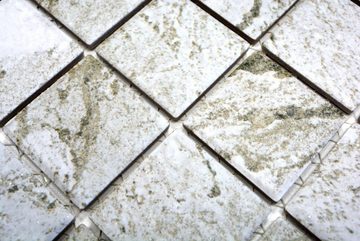 Mosani Mosaikfliesen Keramik Mosaik Fliese Naturstein Optik graubeigestich Struktur