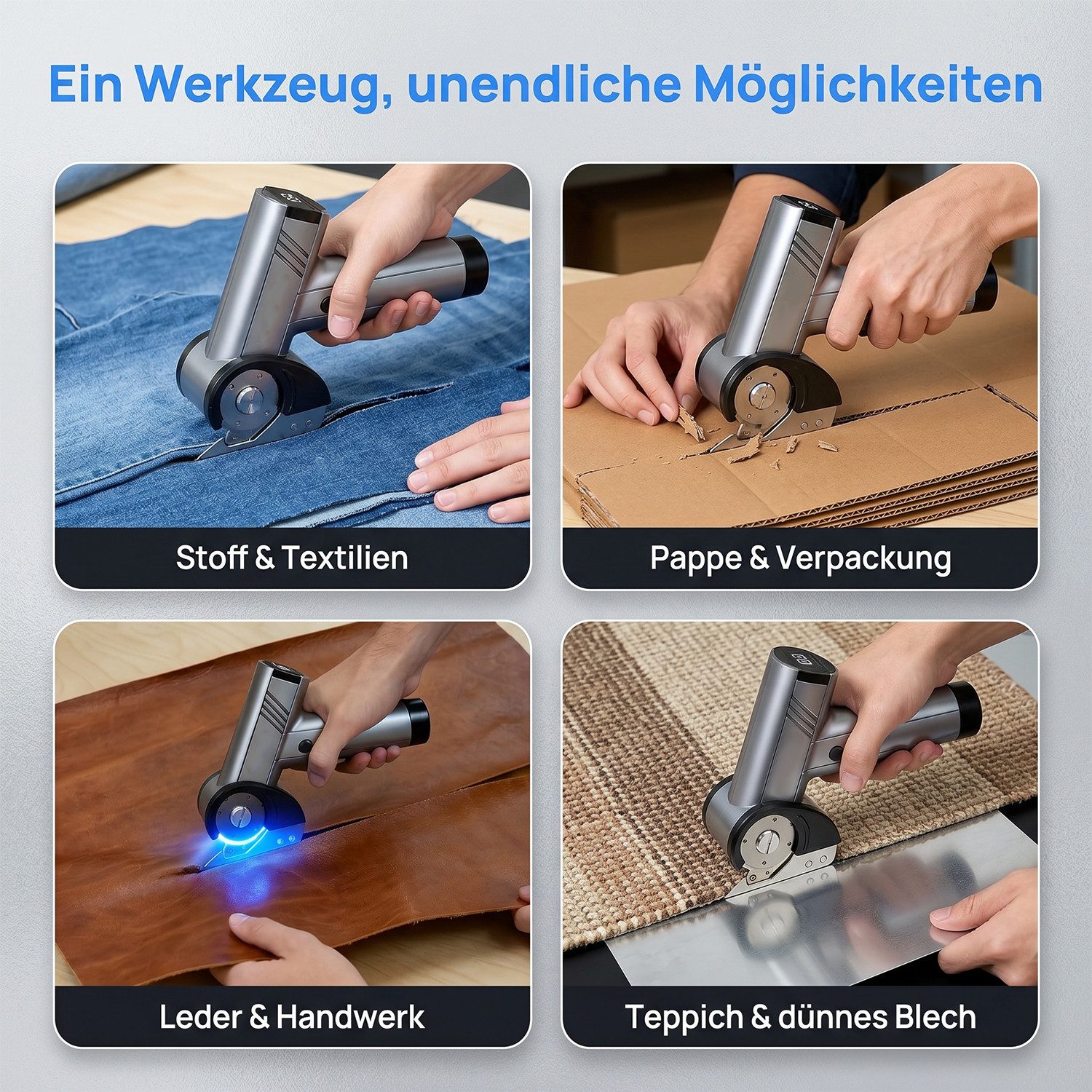 AKKEE Allesschneider Elektromesser Wiederaufladbare Schere Multi-Cutter, mit LED-Beleuchtung – Bild 4 von 5