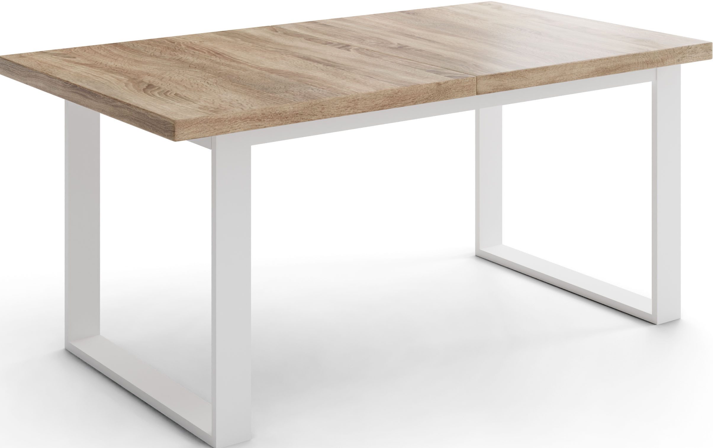 WFL GROUP Esstisch Sana ausziehbar rechteckig loft mit weißen Metallbeinen (MADE IN EU, erhältlich in 3 Größen – 140/160/160 cm ausziehbar auf 180/200/240 cm), platzsparender Tisch in Holzoptik für Küche, Esszimmer oder Wohnzimmer