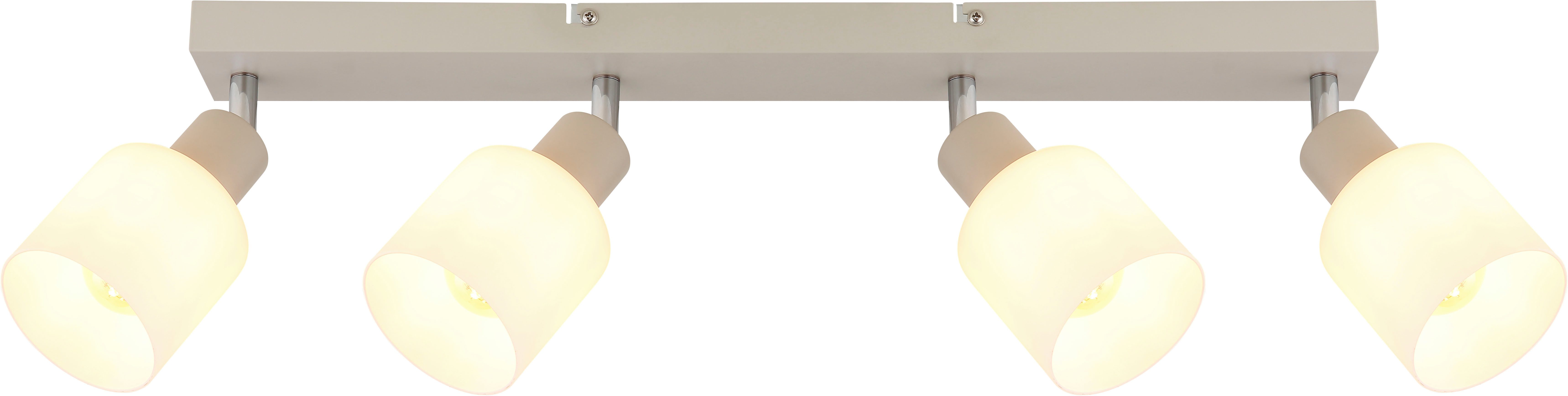 GLOBO LIGHTING Deckenspot TRENT, Leuchtmittel wechselbar, Sandfarbener Strahler mit verchromtem Metall, Glas opal