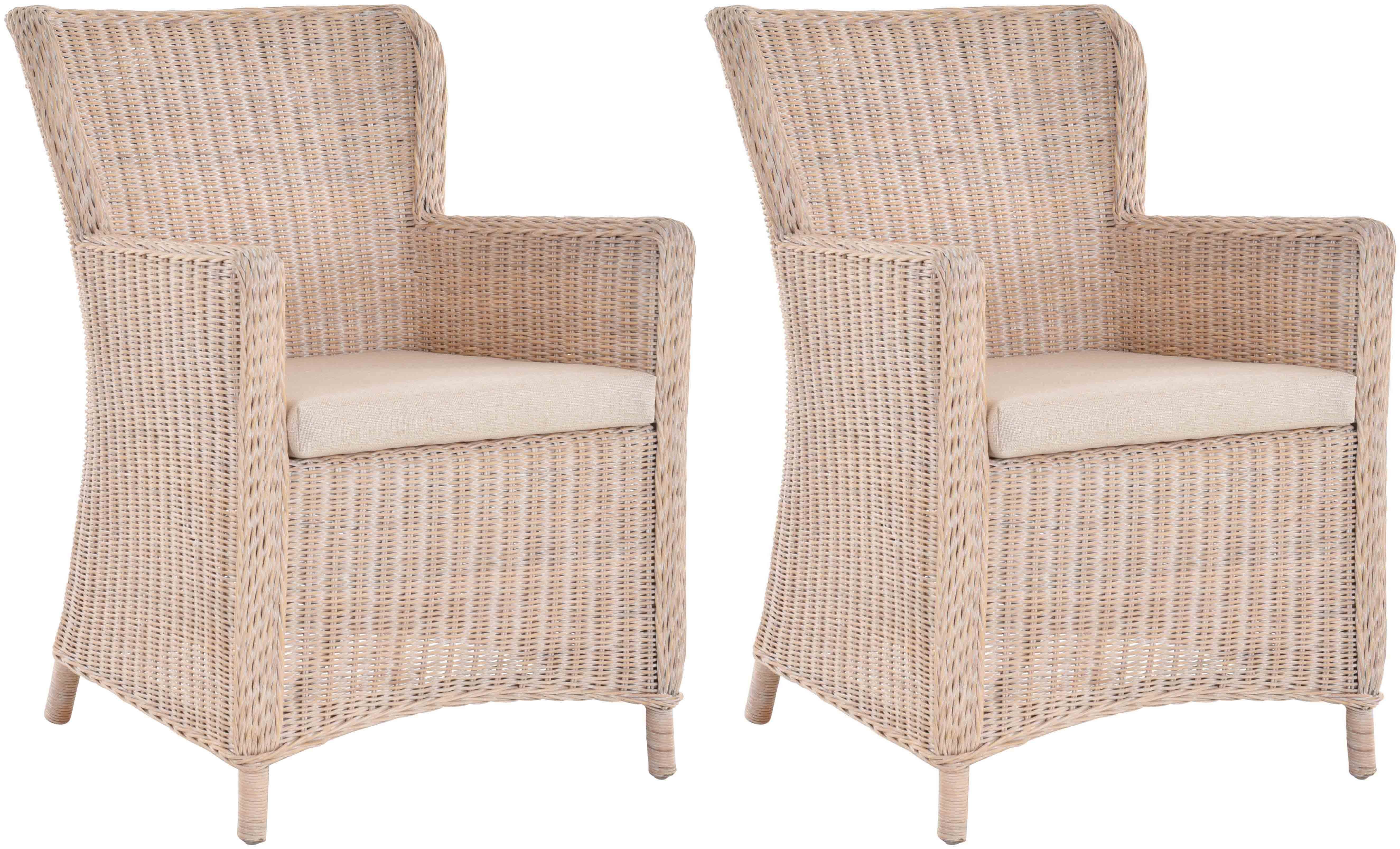 Krines Home Esszimmersessel 2er Set Rattansessel Skandinavischer Stil Natur Rattan Sessel, Armlehnsessel, Esszimmer