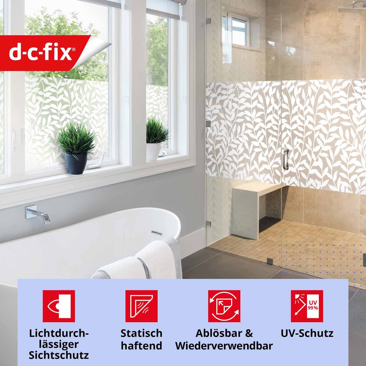 d-c-fix Fensterfolie Jane Sichtschutzfolie selbsthaftend Deko Folie für Fenster innen, Statisch haftend - Rückstandslos entfernbar & wiederverwendbar