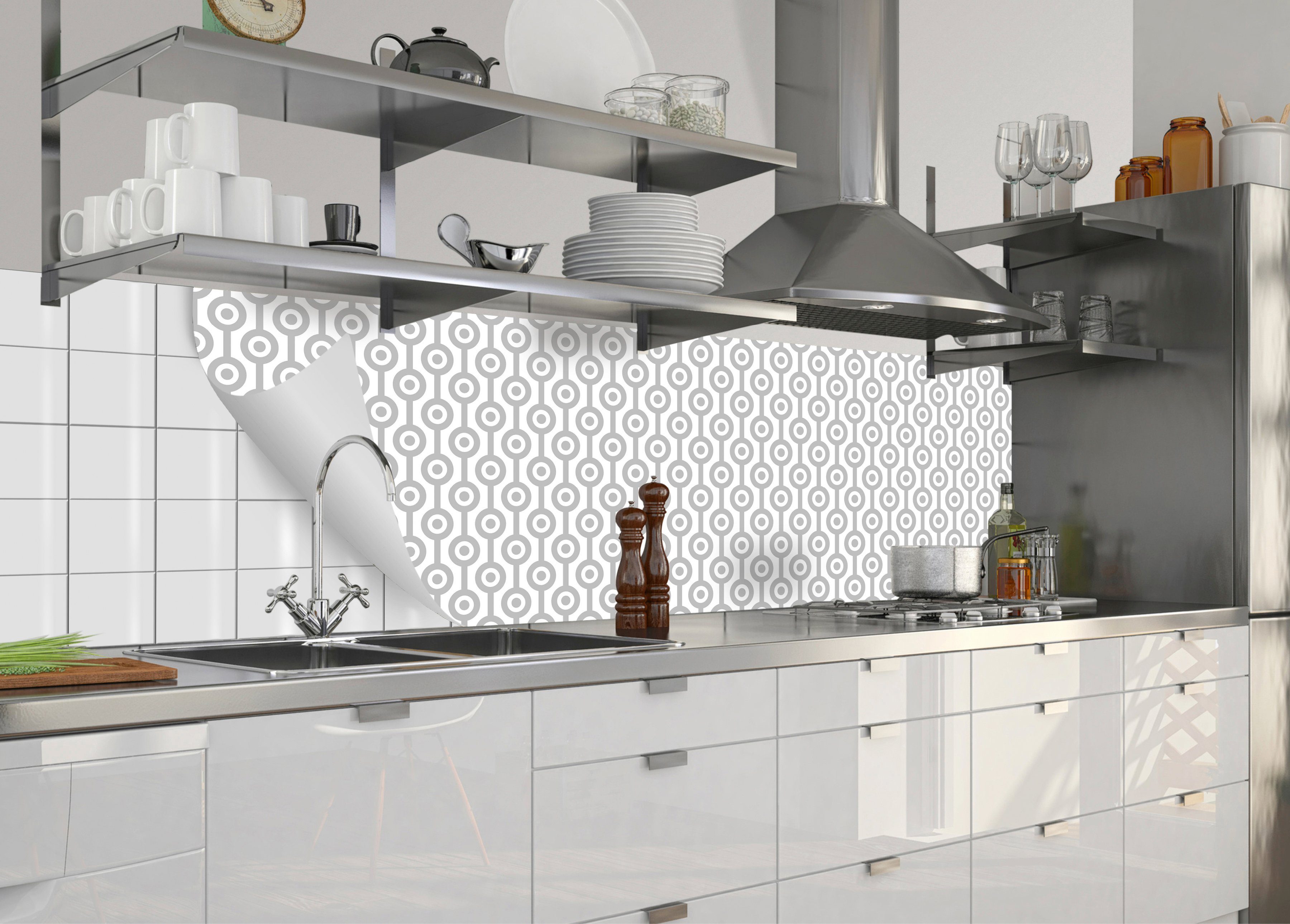 Küchenrückwand Küchenrückwand-Folie weiß Theo, fixy selbstklebende flexible und MySpotti