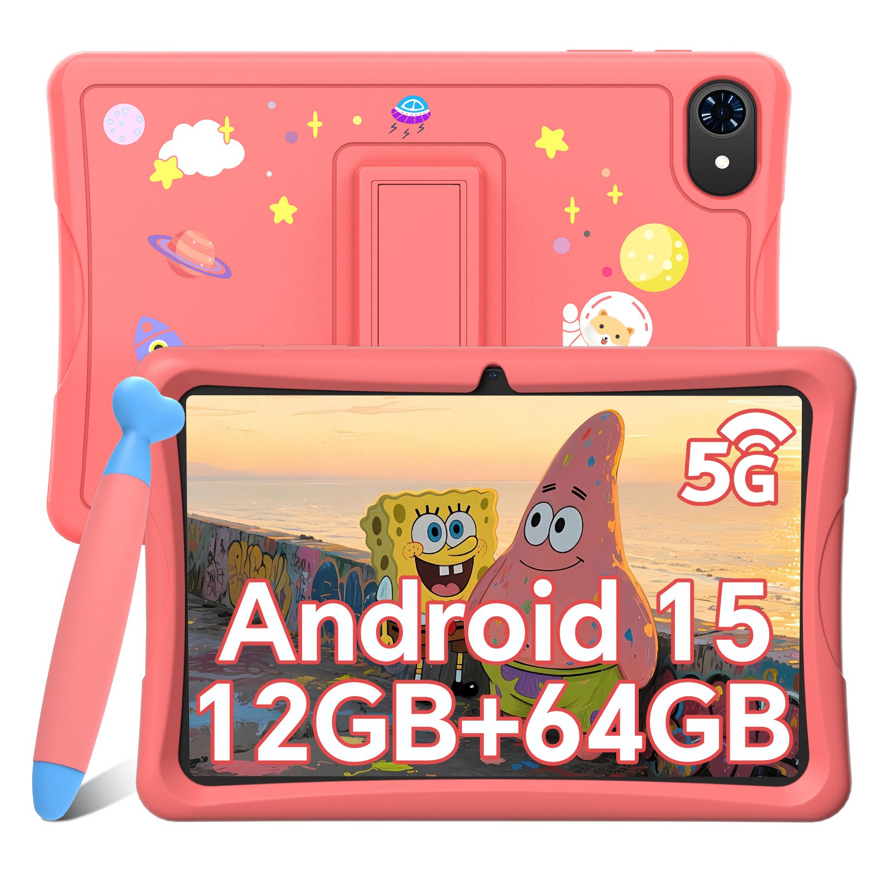 TABWEE kids tablet 10" Tablet (10.1", 64 GB, Android 15, 5G wifi, Android 15, Google Kids Space, Gemini AI, mit Stift)