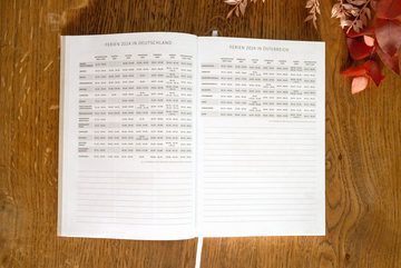 Eine der Guten Verlag Terminkalender Terminplaner 2024 - 365 gute Tage A5, creme beige, 1 Seite/ Tag, 400 S. FSC-Papier, Softcover, klimaneutral