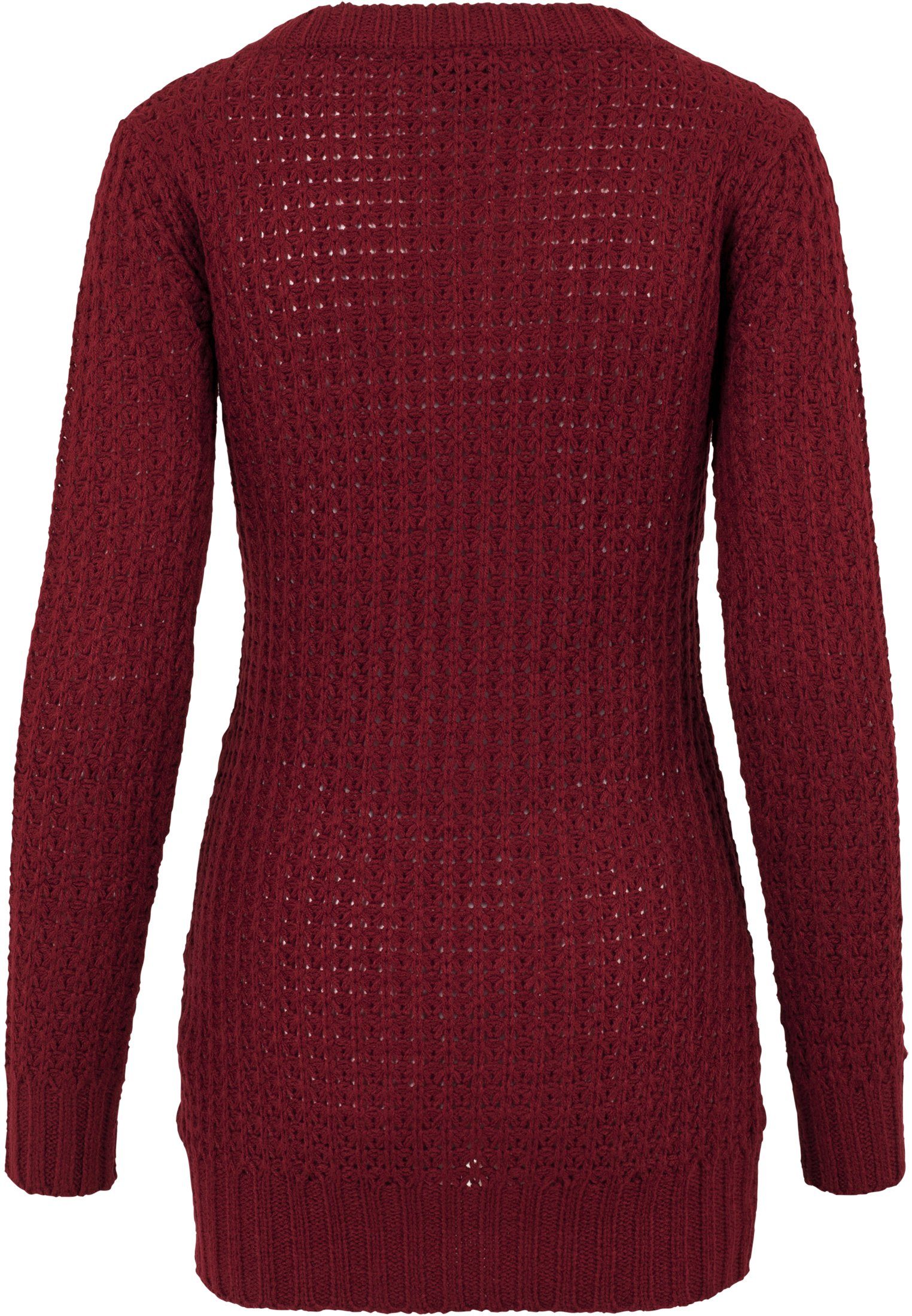 URBAN CLASSICS Kapuzenpullover Damen Sweater (1-tlg) Wideneck Long Ladies burgundy
