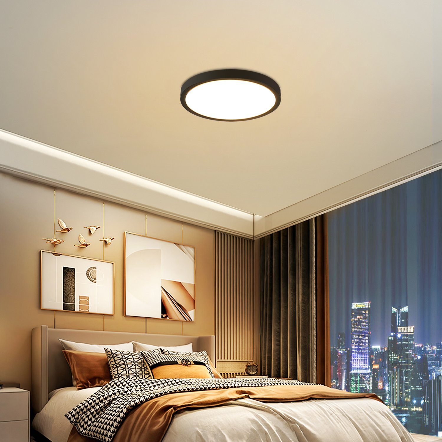 Warmweiß, * Deckenbeleuchtung, fest 2.5 Badezimmer Küche LED Wasserdicht, Deckenlampe LED Panel 22 Schlafzimmer, IP44 Nettlife Flur 15W, Schwarz CM * für Flach integriert, 22