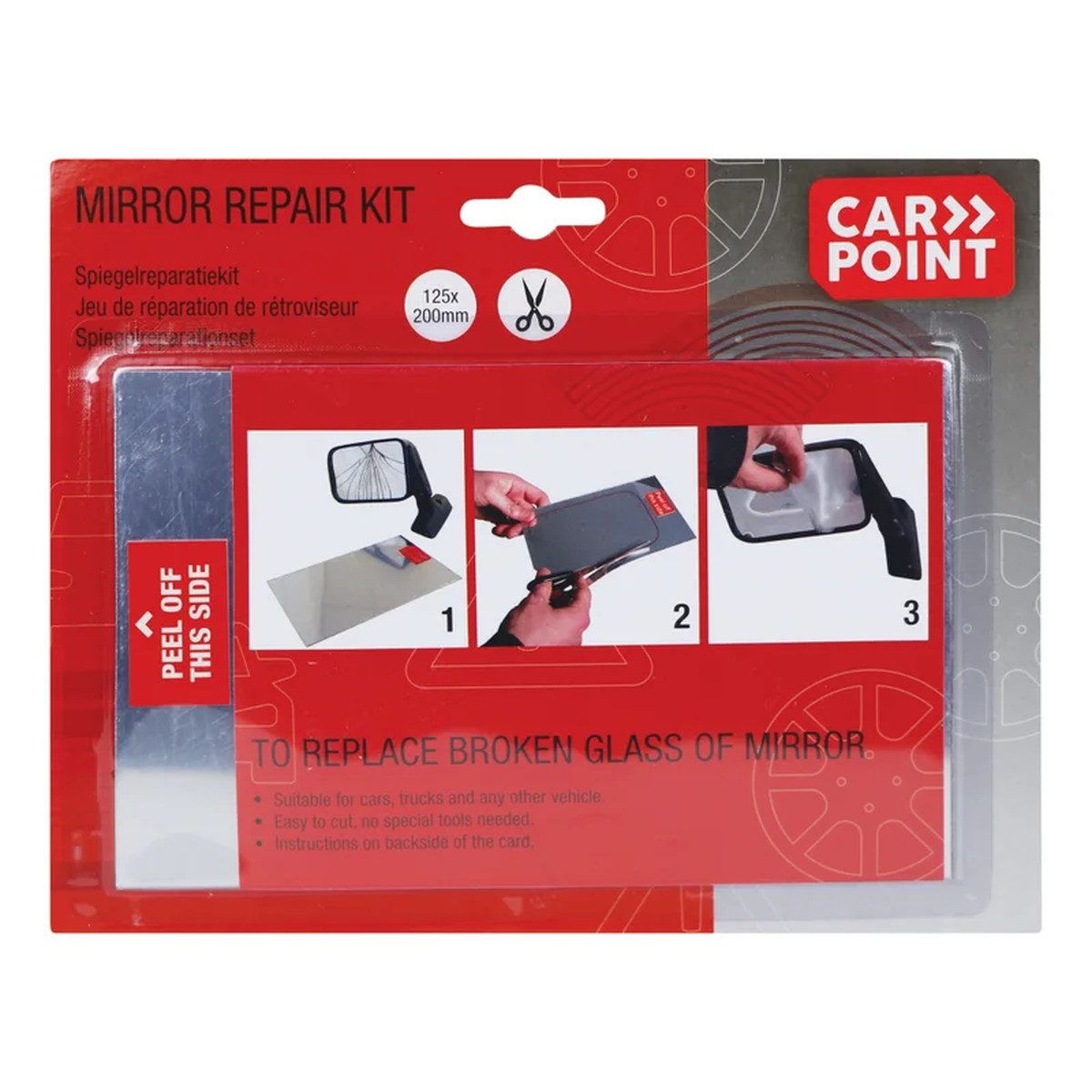 CAR POINT Autospiegel Spiegel Reparatur Spiegelfolie 125x200 mm, einfach mit einer Schere zuschneidbar