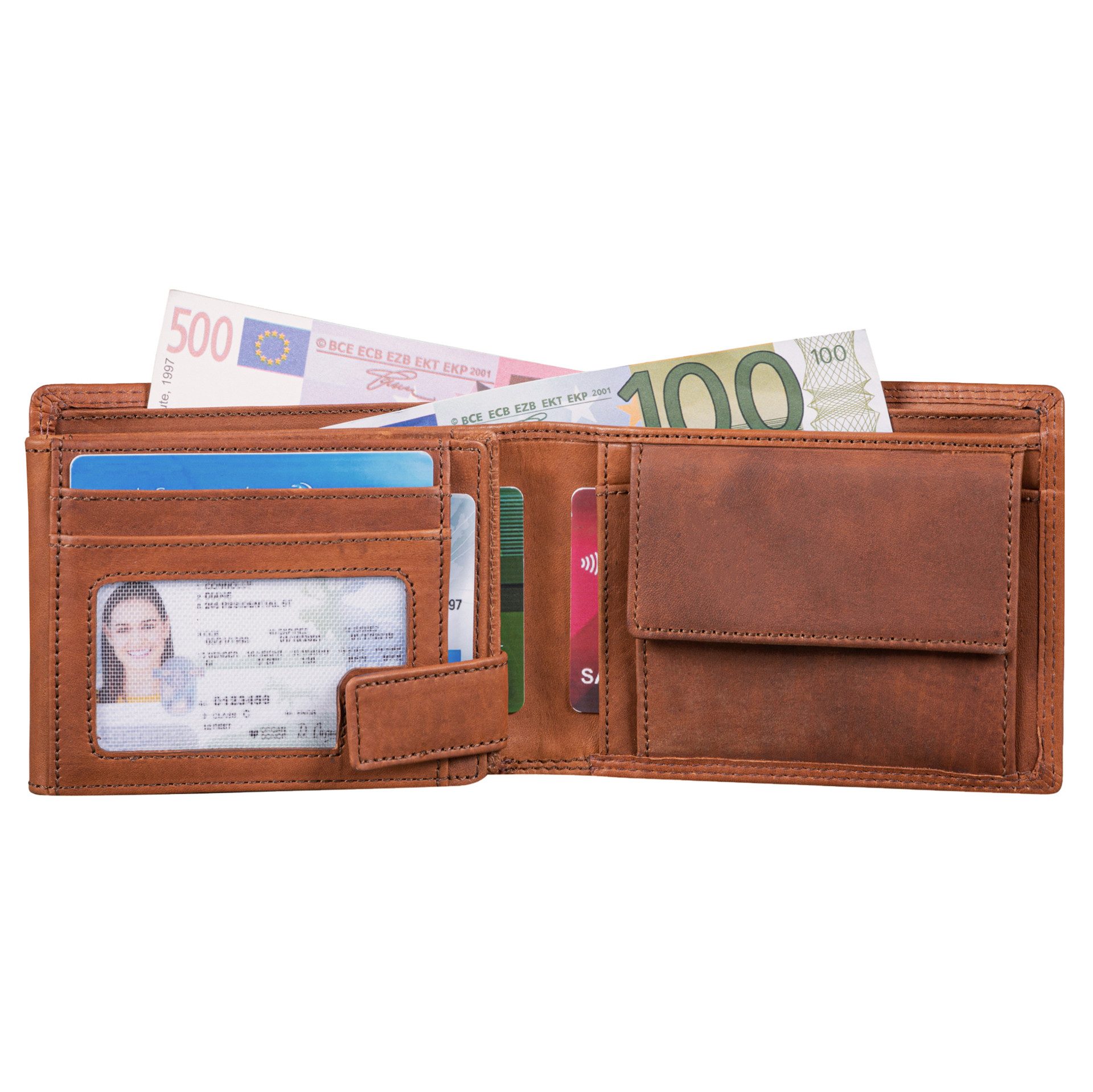 Benthill Geldbörse Herren Echt-Leder Geldbeutel RFID Großes Portemonnaie Männer Vintage, RFID-Schutz Kartenfächer Münzfach