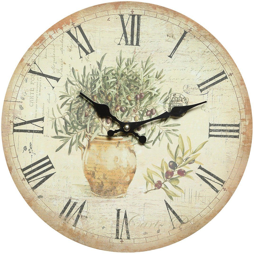Ambiente Haus Wanduhr Oliven Wanduhr 28cm günstig online kaufen