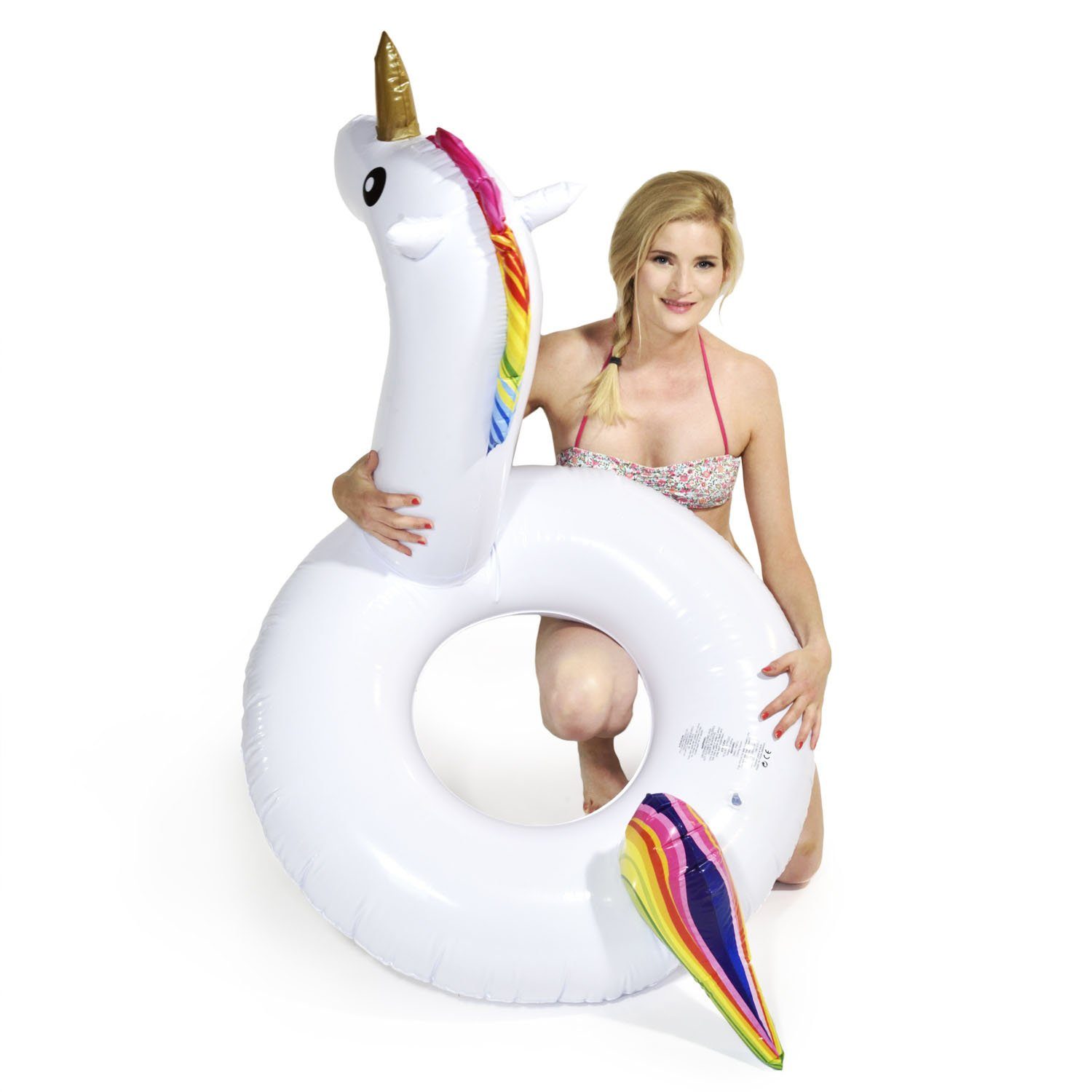 Goods+Gadgets Schwimmreifen Einhorn Schwimmreifen Luftmatratze Unicorn, 120 90 (Aufblasbares cm) x Schwimmring