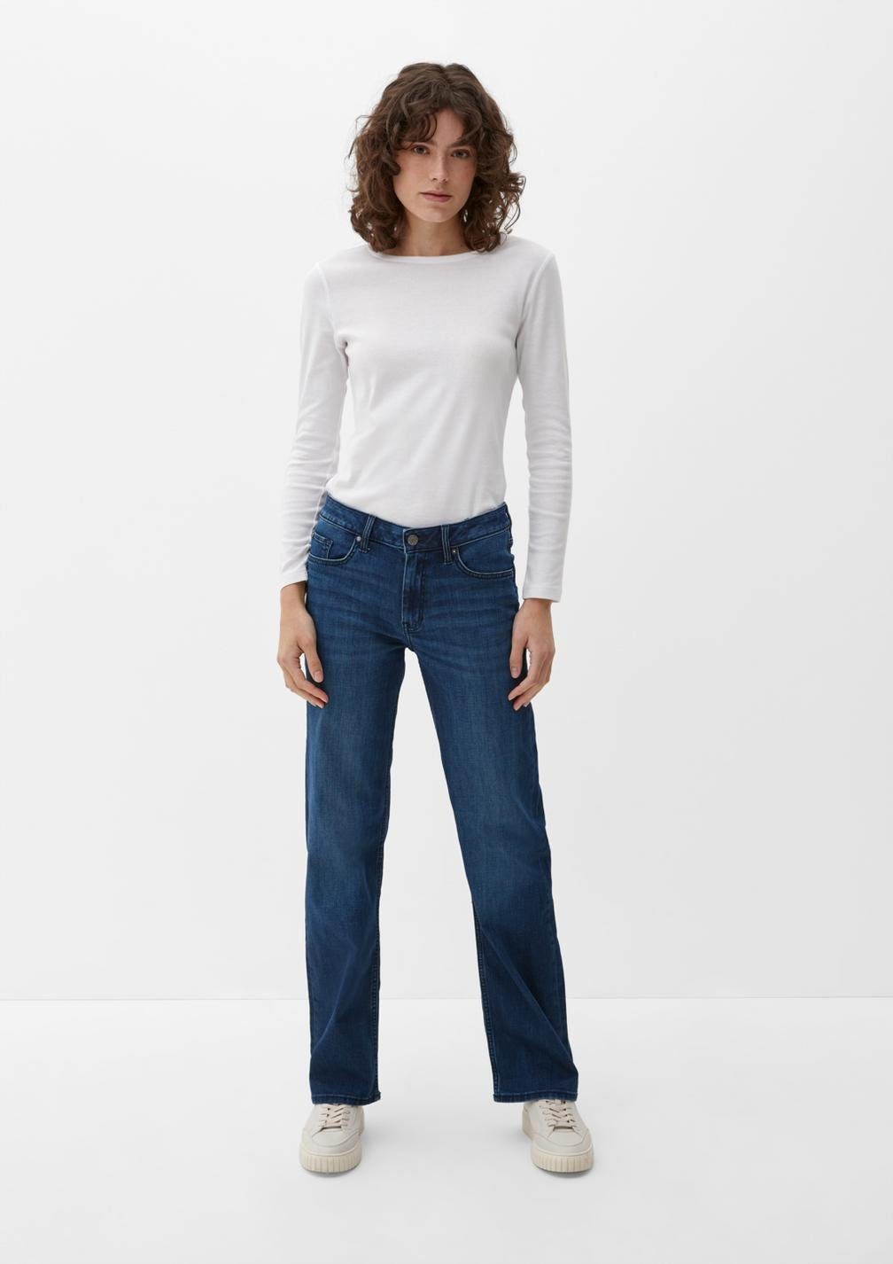 s.Oliver Comfort-fit-Jeans / Leg KAROLIN Fit Relaxed / Straight leichter tiefblau rise mit Waschung, Mid