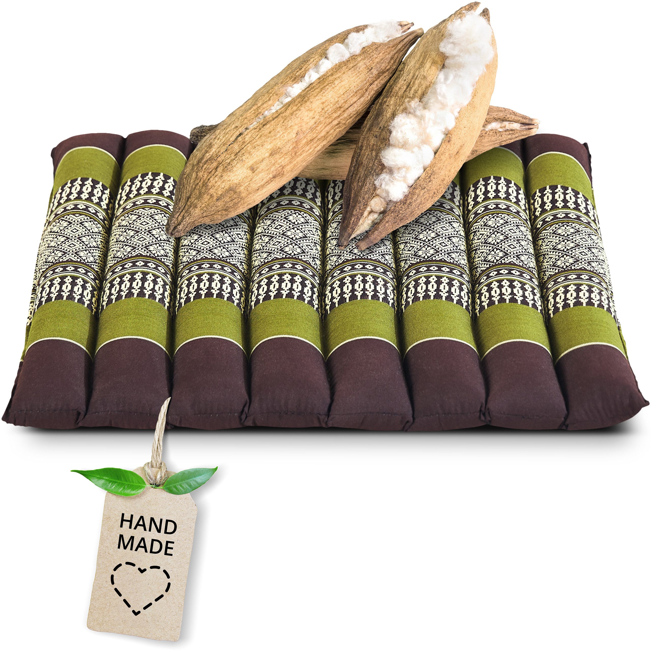 livasia Sitzkissen Steppkissen 35 cm, vegan und handgefertigt, 35x35x4,5cm, Kapok