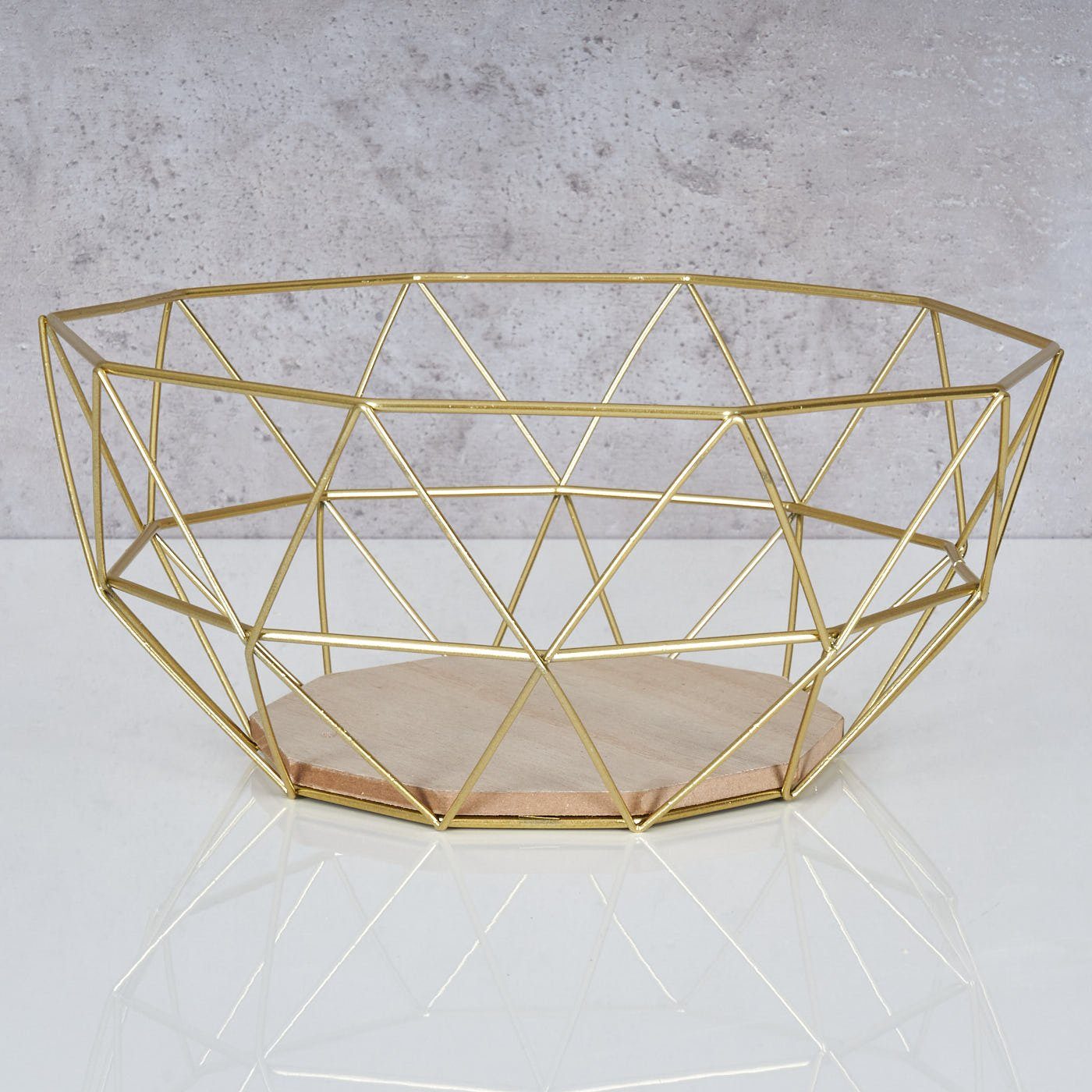 Levandeo® Dekoschale, Korb Metall Gold 26x12cm Modern Holz Schüssel Schale günstig online kaufen