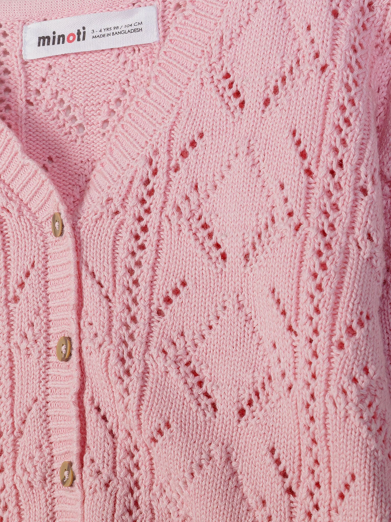 MINOTI Cardigan aus Baumwolle, für Mädchen mit Lochmuster, in Pastellfarben