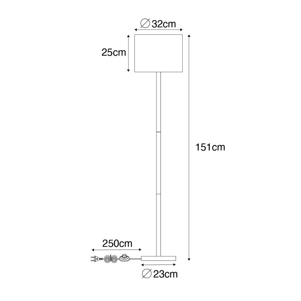 Qazqa Stehlampe Mels, ohne Leuchtmittel, E27, Naturel, Landhaus, Holz, 1-flammig