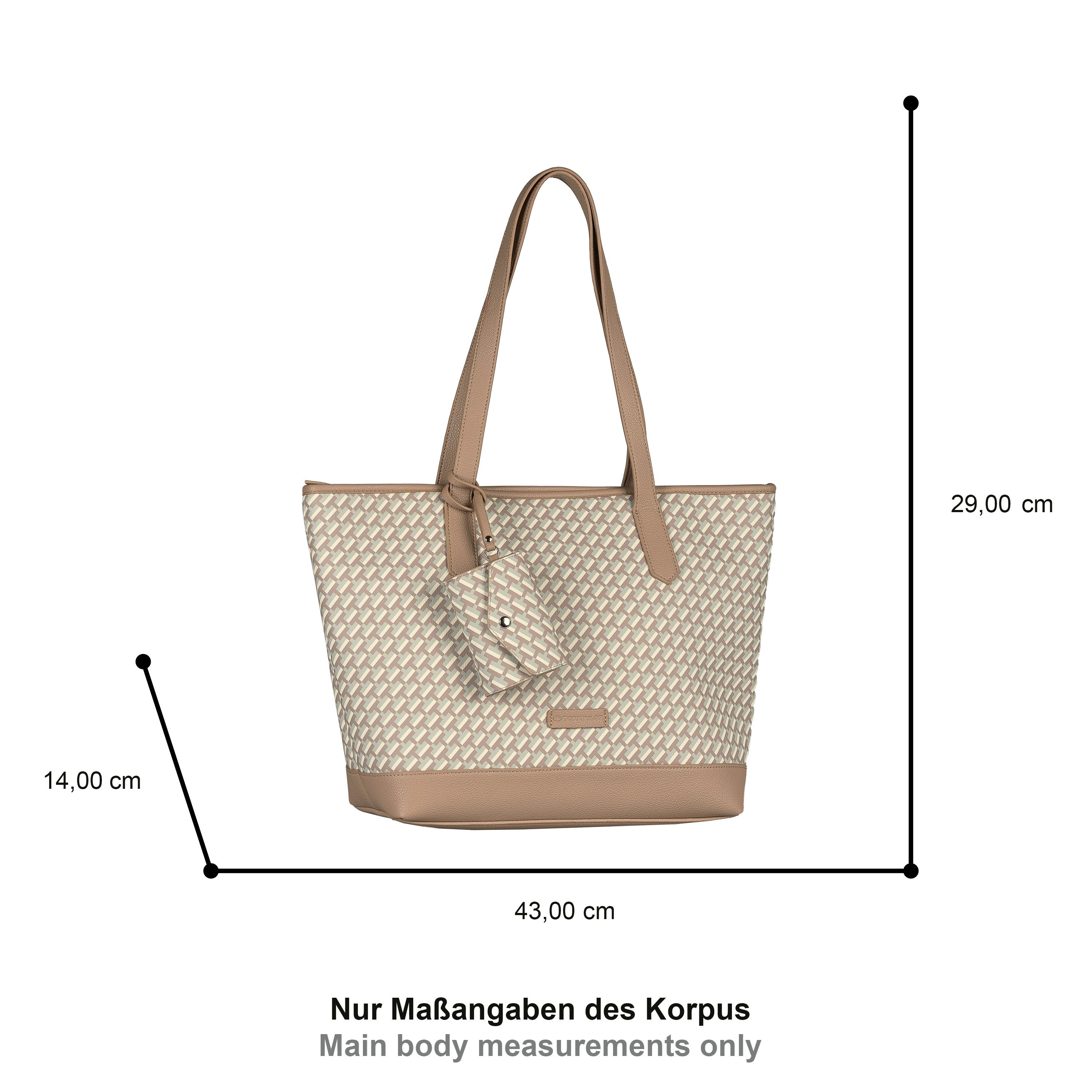 TOM TAILOR Shopper Xenia (Set, Eine abnehmbare Anhängetasche), mit raffiniert geometrischen "T" Print des Logos auf dem Taschenkörper