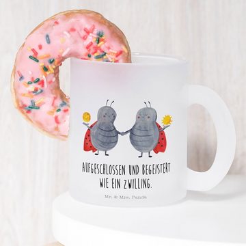 Mr. & Mrs. Panda Teeglas Sternzeichen Zwilling - Transparent - Geschenk, Glas Teetasse, Zwilli, Premium Glas, Liebevolles Design