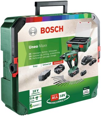 Bosch Home & Garden Akku-Bohrhammer Uneo Maxx + SystemBox, mit 2 Akkus und Ladegerät