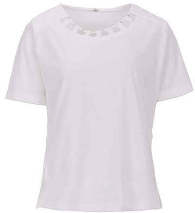 zeitlos T-Shirt zeitlos T-Shirt Damen Cut Out Kurzarm Stein Applikation Business Wear