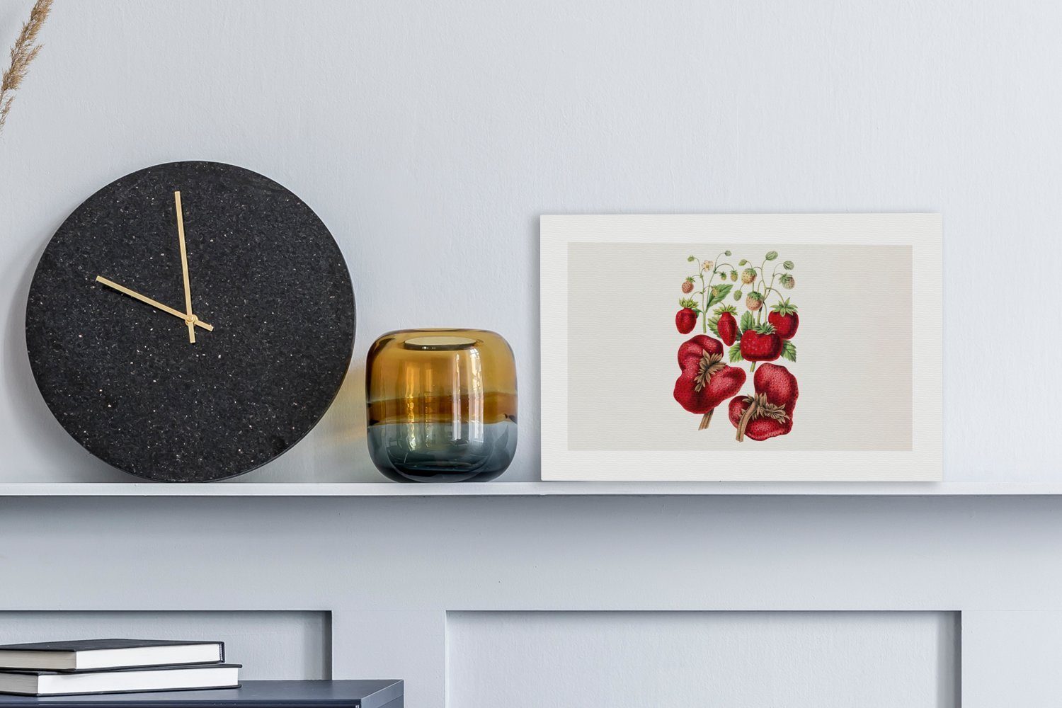 Pflanze, 30x20 - Obst cm Leinwandbild OneMillionCanvasses® Wanddeko, St), Aufhängefertig, Wandbild Leinwandbilder, Erdbeeren - (1