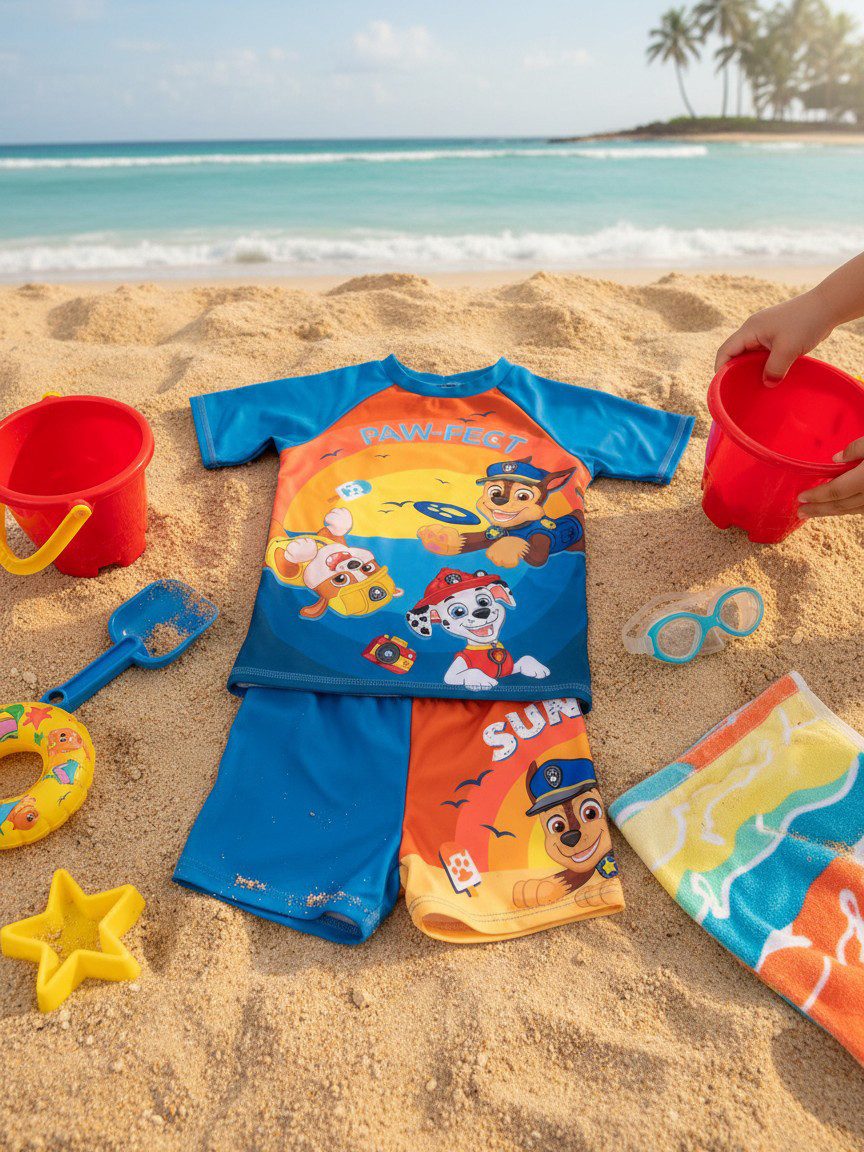 United Labels® Badeanzug Paw Patrol - Paw-fect Sunshine - Schwimmset UV-Schutz 50+ Schwimmanzug