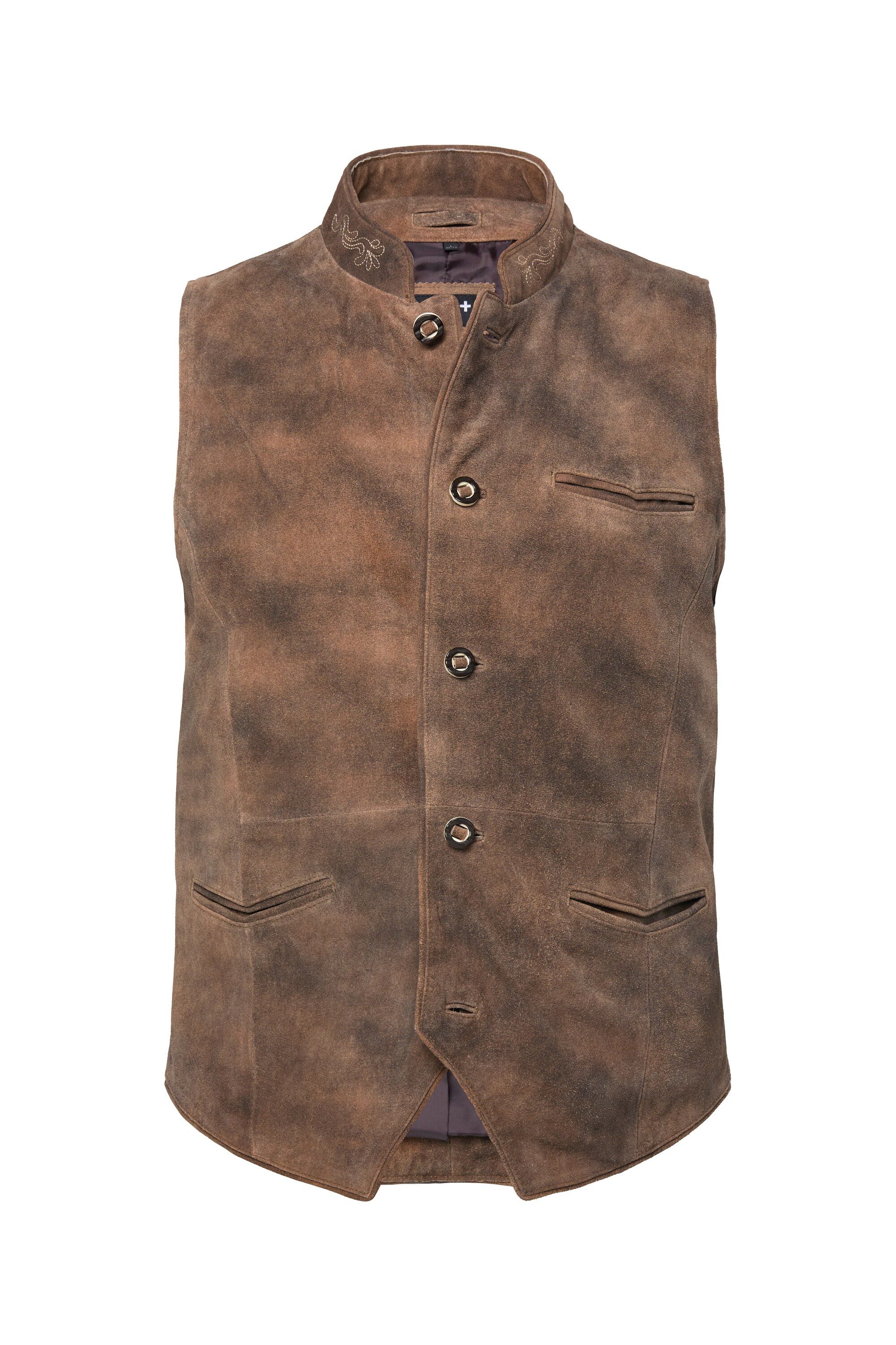 Men Plus Steppweste Men+ Trachten-Lederweste echtes Rindleder günstig online kaufen