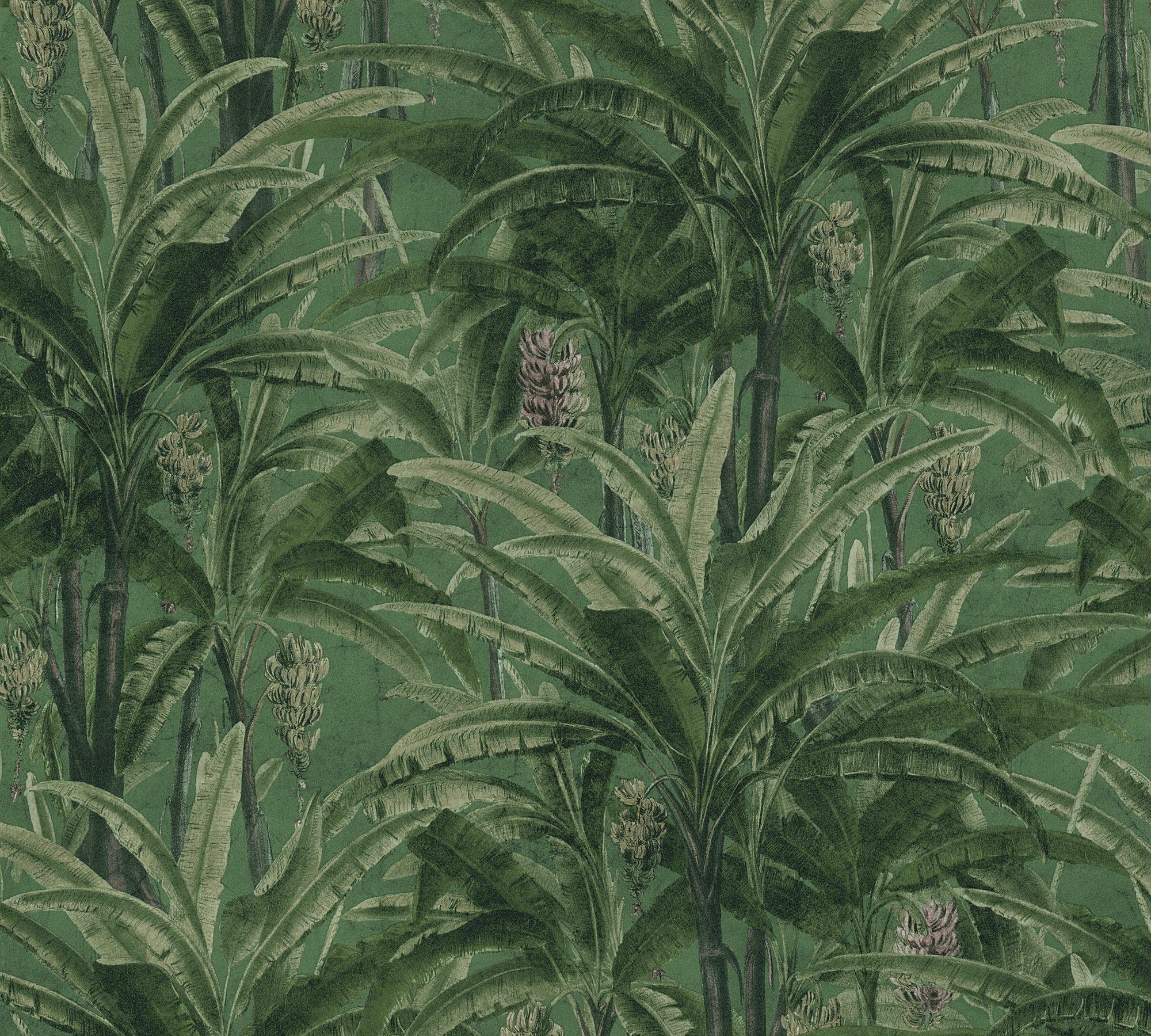 mit Dschungel Création grün Tapete A.S. Palmen Optik, Palmenprint Vliestapete Greenery in Dschungeltapete floral,