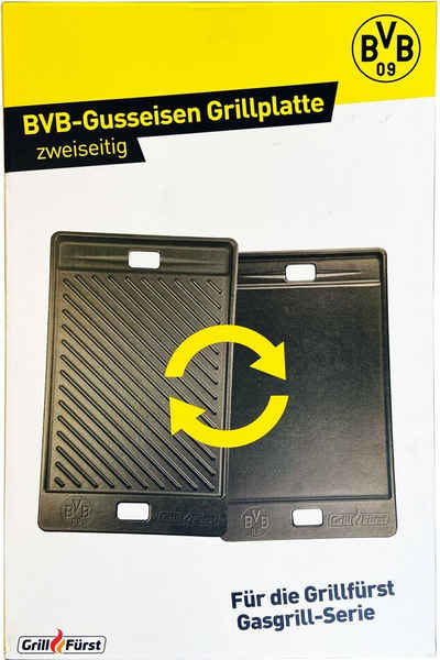 Grillfürst Grillplatte Gusseisen Grillplatte / Gussplatte für Grillfürst Gasgrills ab G210 41,5 x 24 cm - Borussia Dortmund Edition