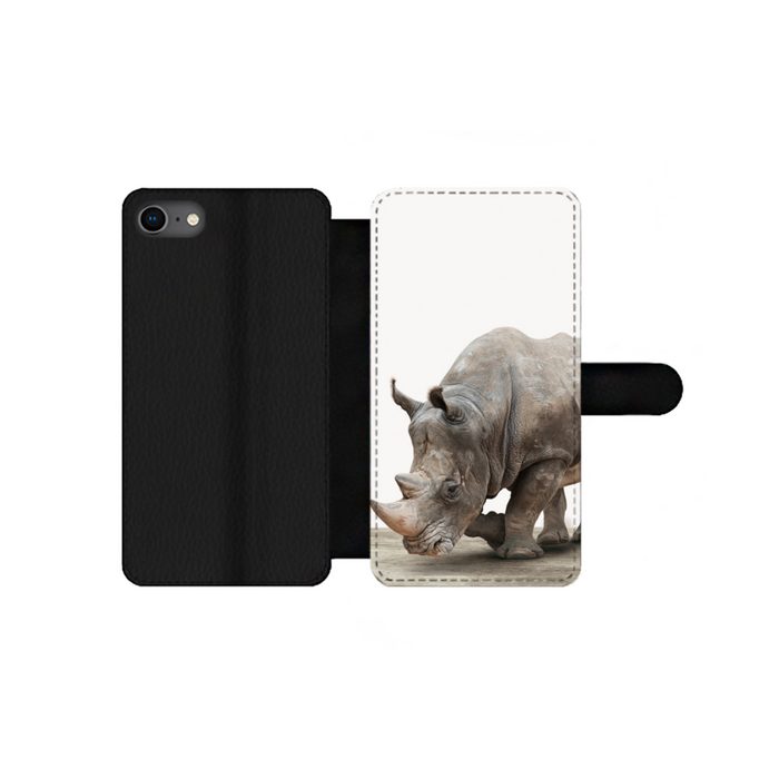 MuchoWow Handyhülle Nashorn - Jungen - Wildtiere - Kinder - Mädchen - Tiere Handyhülle Telefonhülle Apple iPhone 8