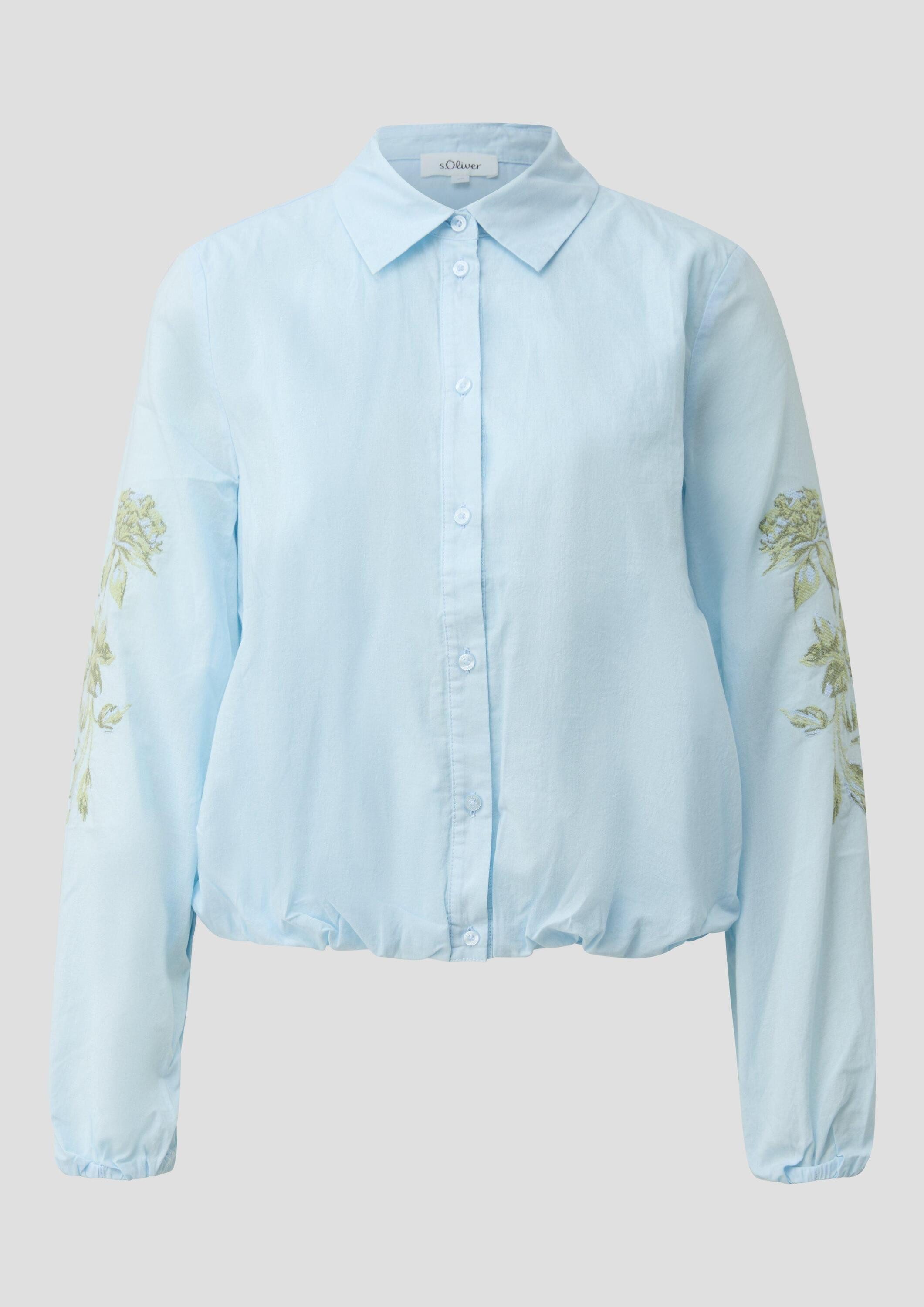 s.Oliver Langarmbluse Bluse Baumwollbluse im O-Shape mit Stickerei günstig online kaufen